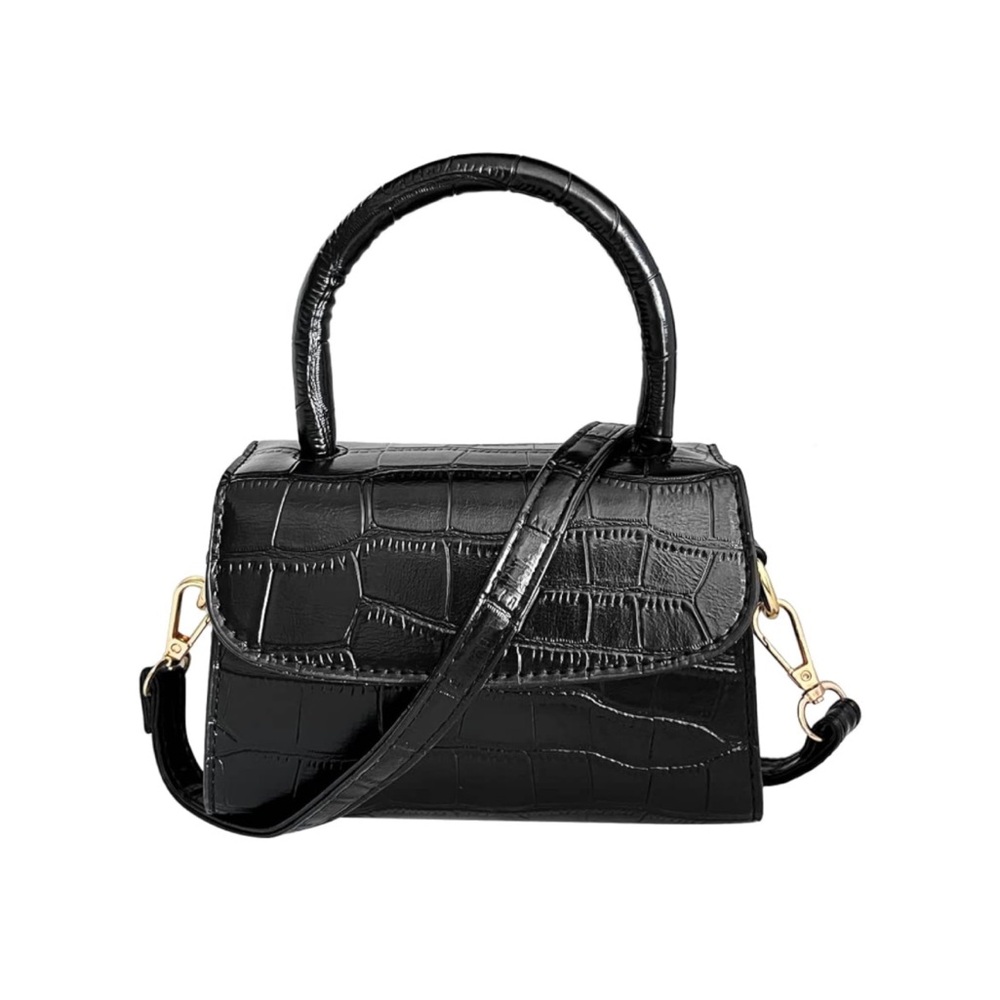 Mini Purse Top Handle Clutch Bag Crossbody Handbag with Crocodile Pattern